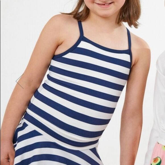 Hanna Andersson Sunblock  Navy Blue  Stripe Nautical Swim Skirt - Picture 1 of 9